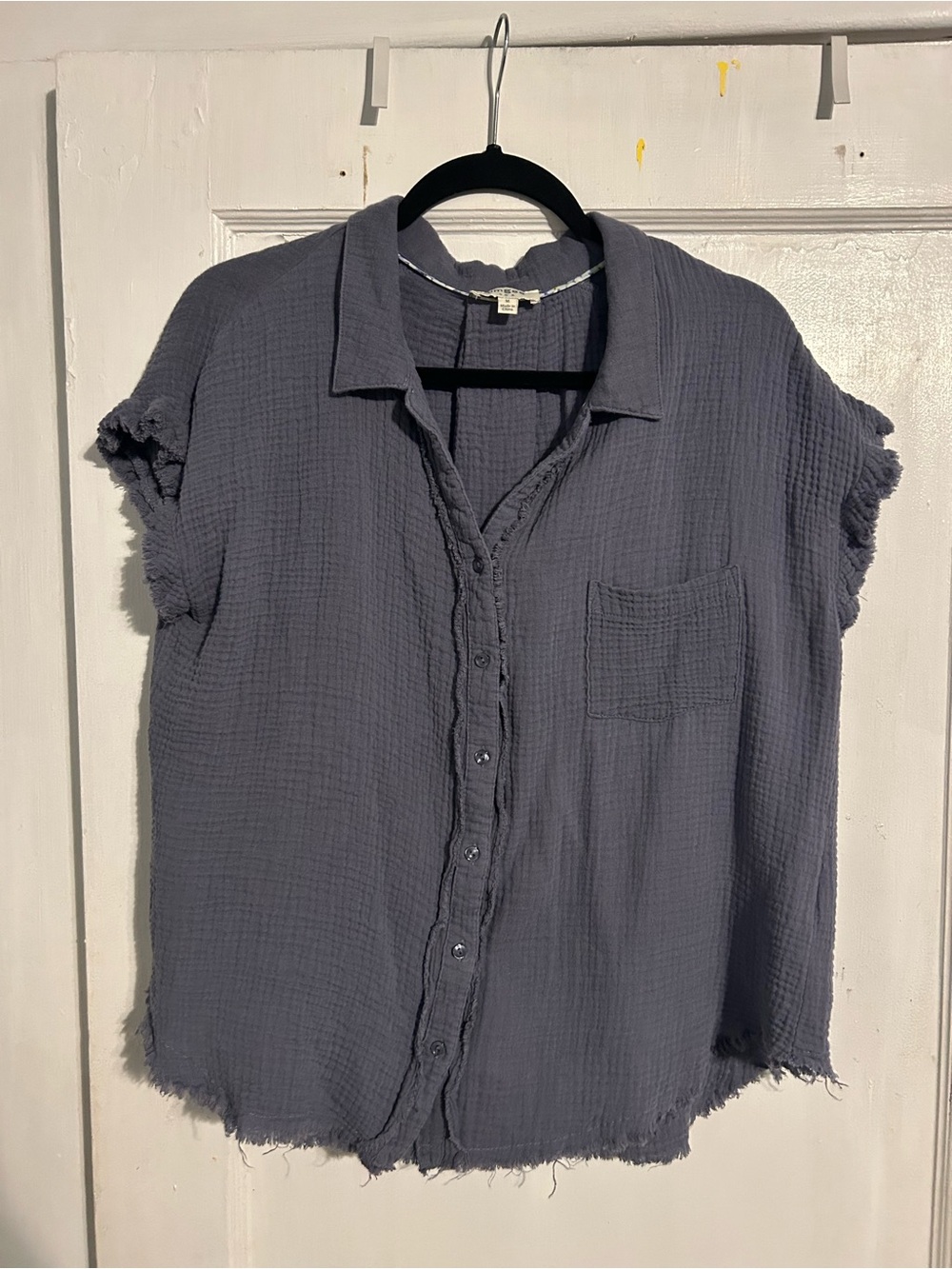 Umgee Crinkle Gauze Button-Up Shirt